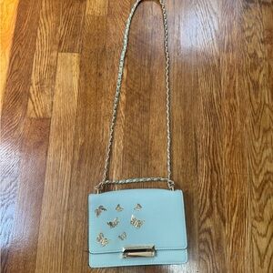 Aldo Light Green Crossbody Bag with Gold Butterfly Accents